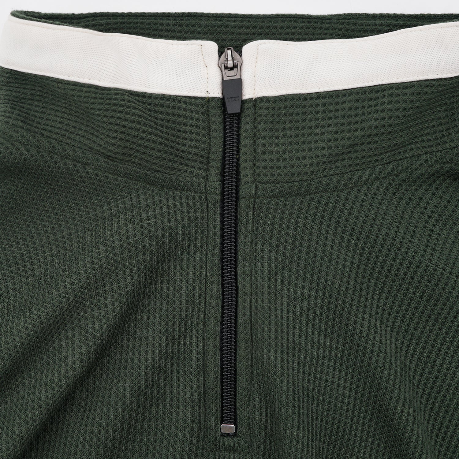 Wormhole x Casablanca Athlete in Theory Baggy Waffle Half Zip Shirt Forest/Tan