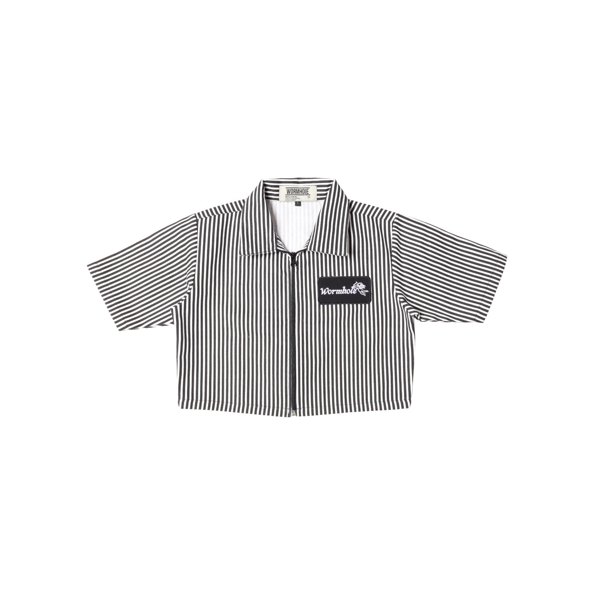 Wormhole Altezza Mechanic Crop Top Shirt Pinstripe Black/White