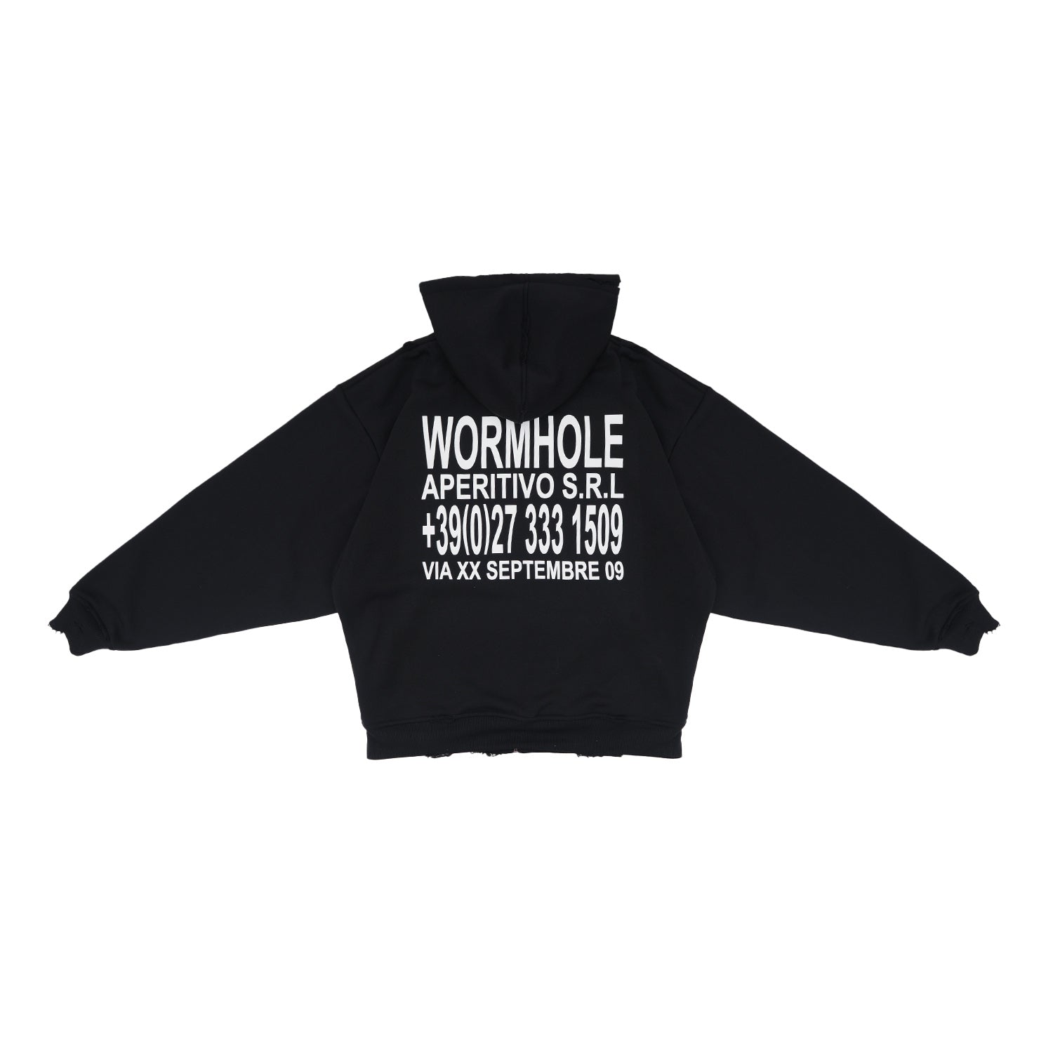 Wormhole Aperitivo Oversize Zip Hood Black Distressed