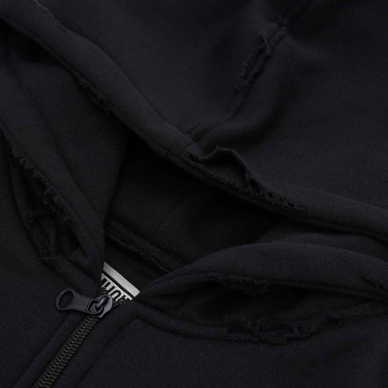 Wormhole Aperitivo Oversize Zip Hood Black Distressed