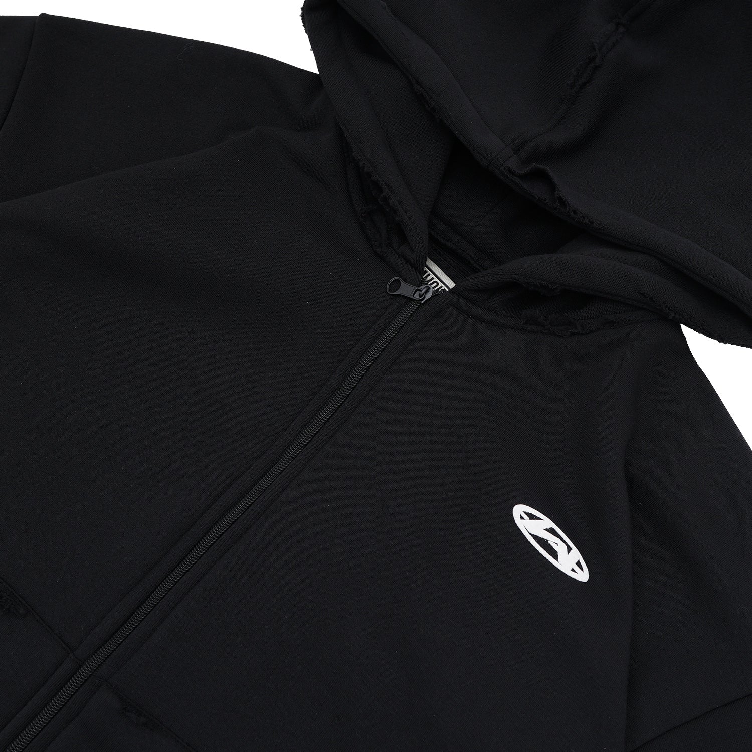 Wormhole Aperitivo Oversize Zip Hood Black Distressed