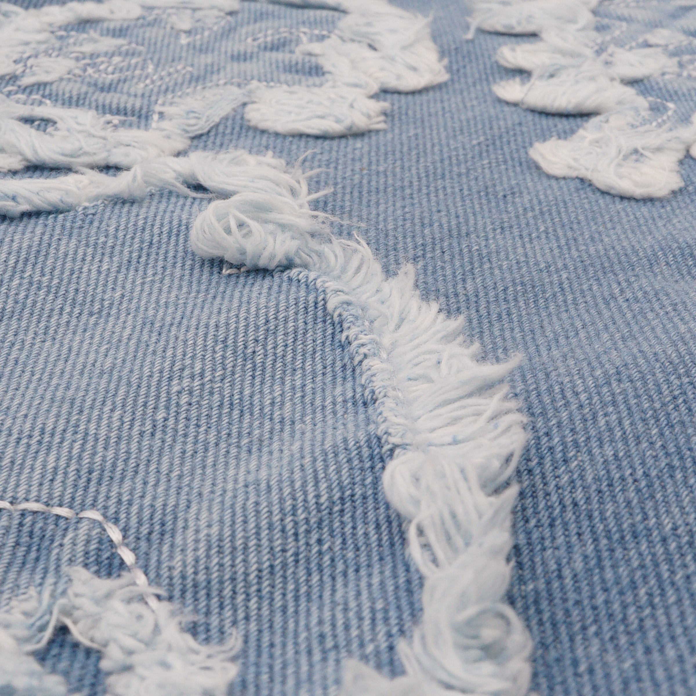 W.Essentiels Label Blue Cascade Hirondelle Washed Embroidered Baggy Denim Bleach Wash