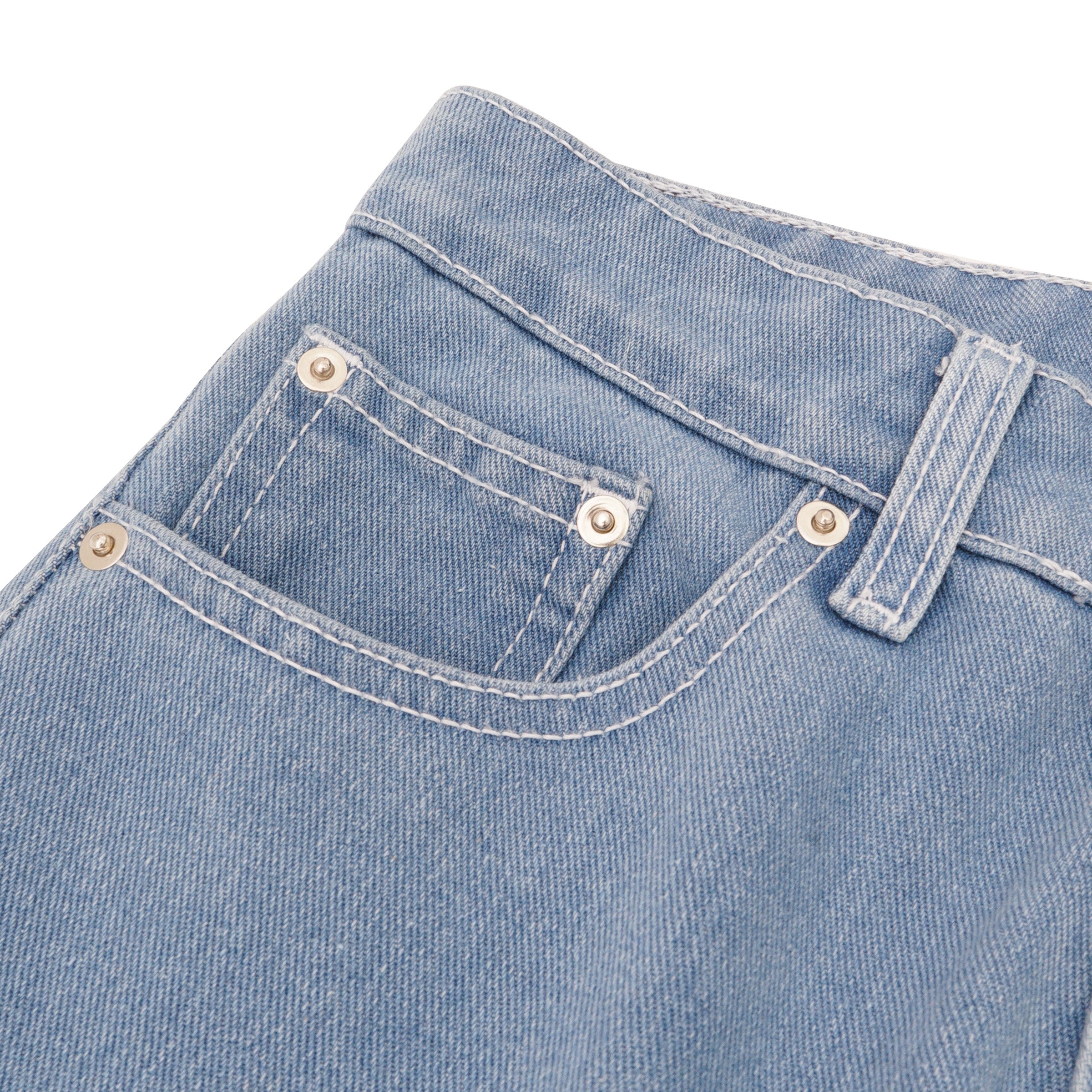 W.Essentiels Label Blue Cascade Hirondelle Washed Embroidered Baggy Denim Bleach Wash