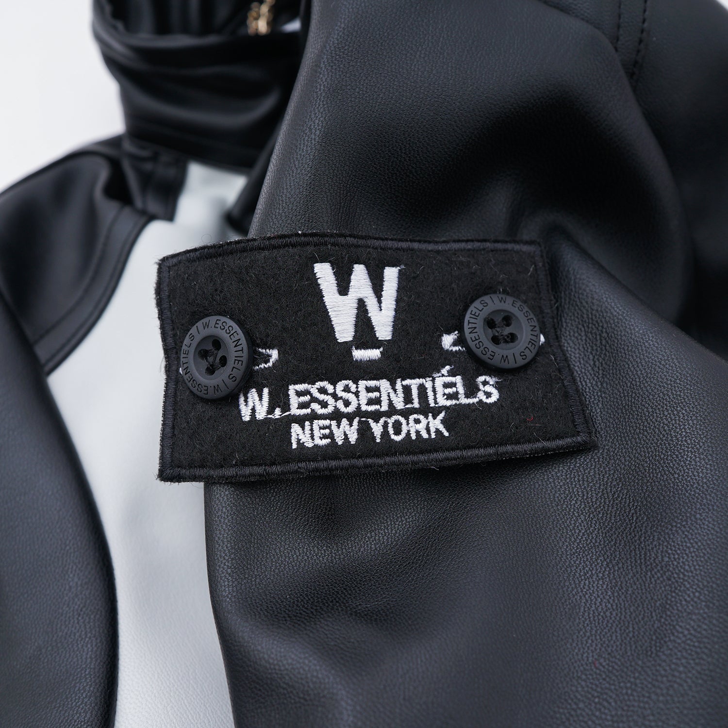 W.Essentiels Kids Mirage 2000 Boxy Bikers Leather Jacket Noir Black/Asphalt