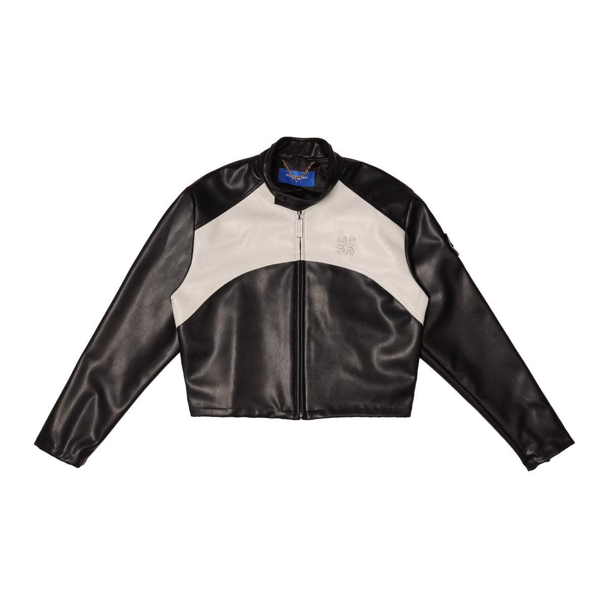 W.Essentiels Mirage 2000 Boxy Biker Leather Jacket Noir Black/Asphalt
