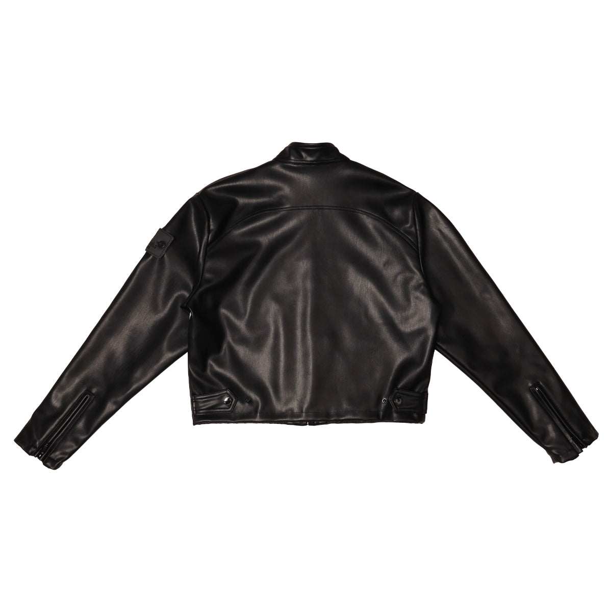 W.Essentiels Mirage 2000 Boxy Biker Leather Jacket Noir Black/Asphalt