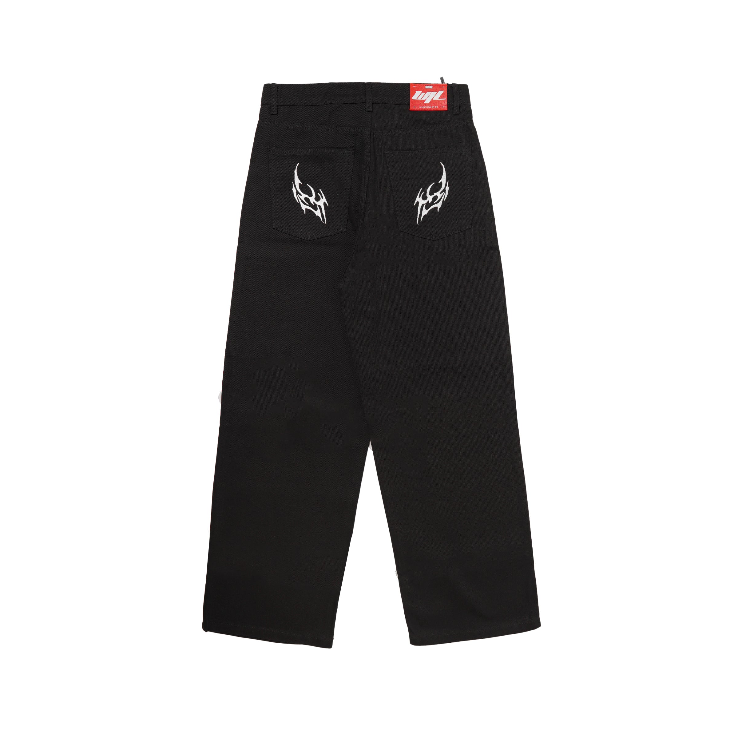 Wormhole Merch I walk Alone Emboridered Baggy Jeans black