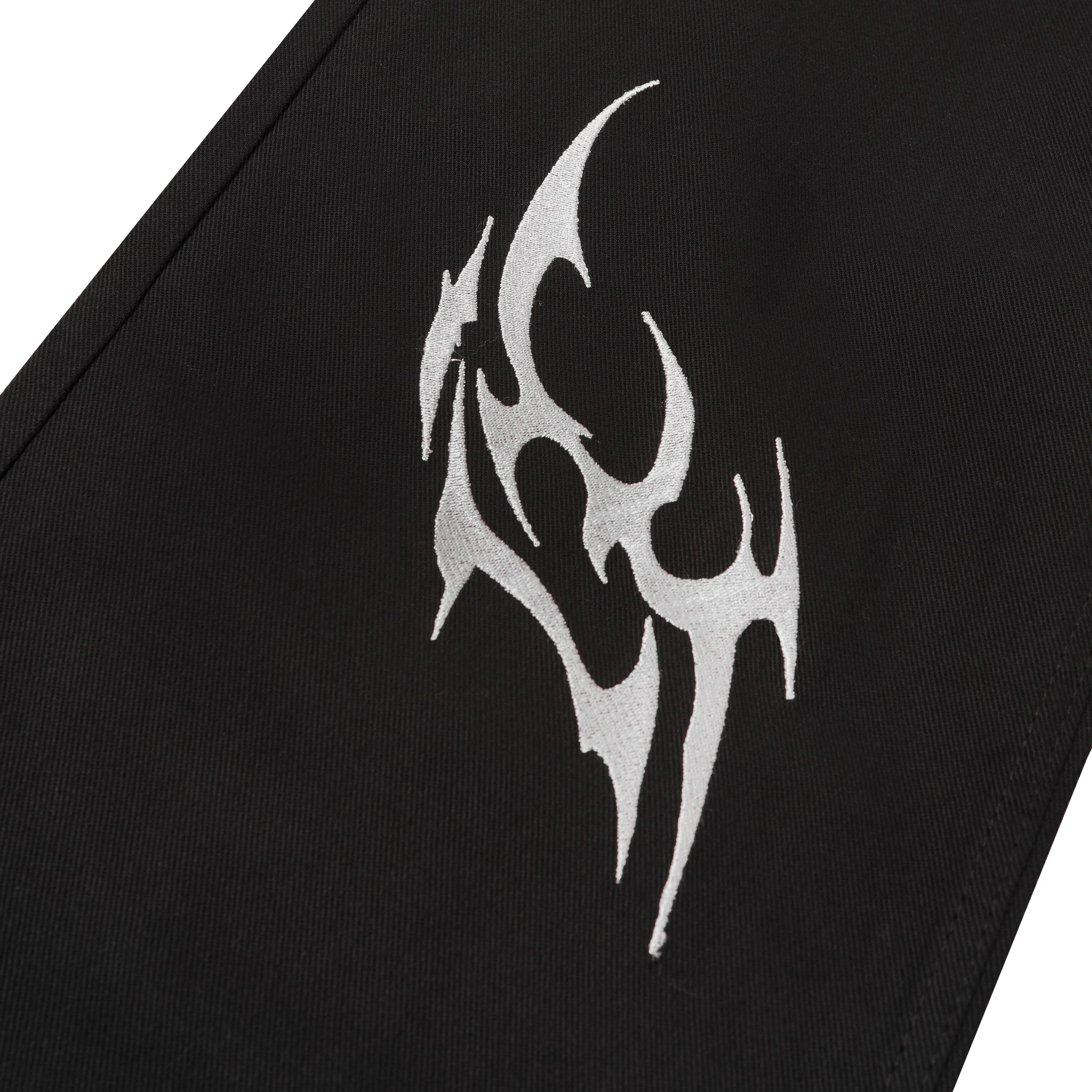 Wormhole Merch I walk Alone Emboridered Baggy Jeans black