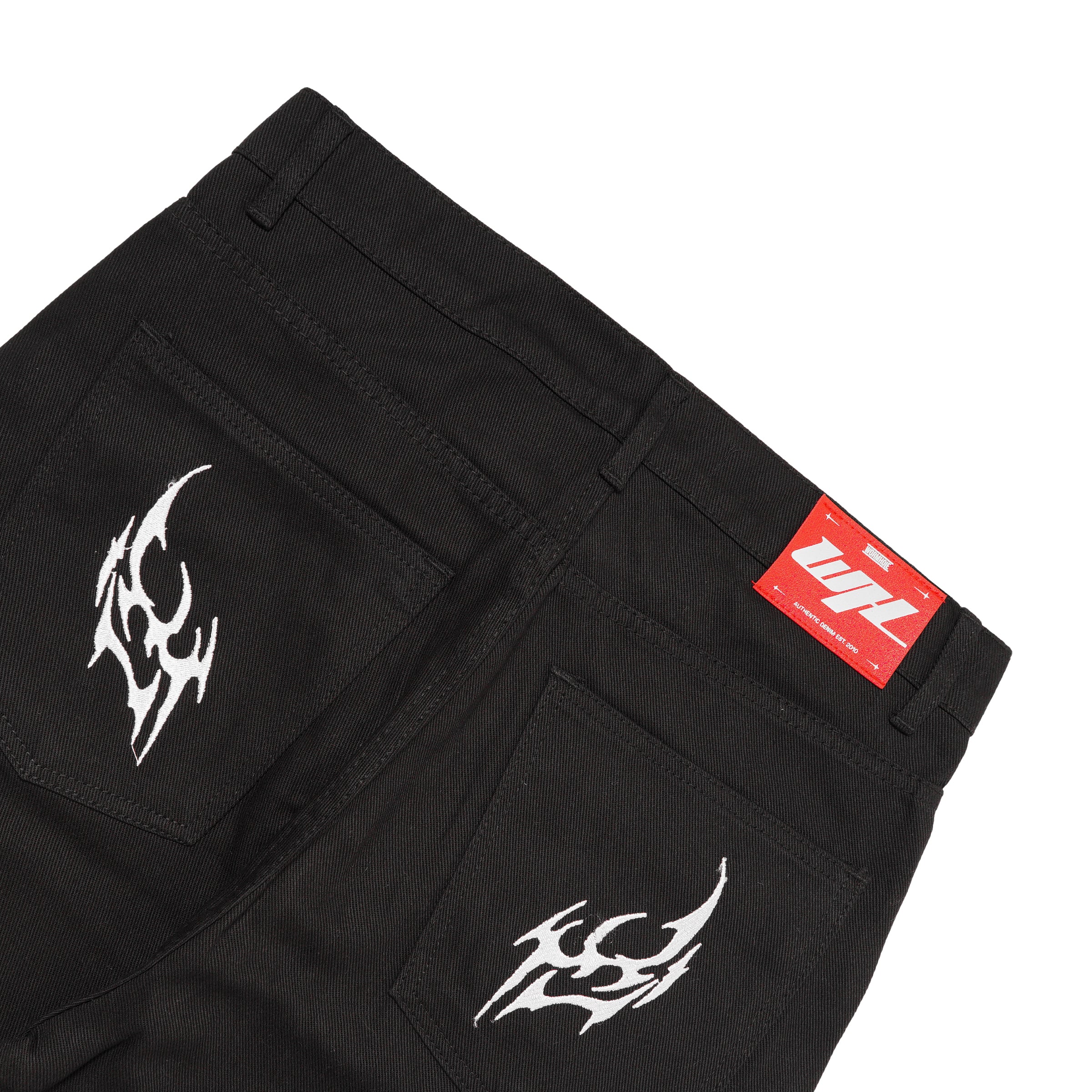 Wormhole Merch I walk Alone Emboridered Baggy Jeans black