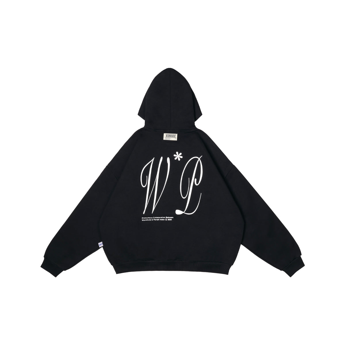 PERISH x WORMHOLE Long Live Oversize Boxy Pullover Hoodie Black