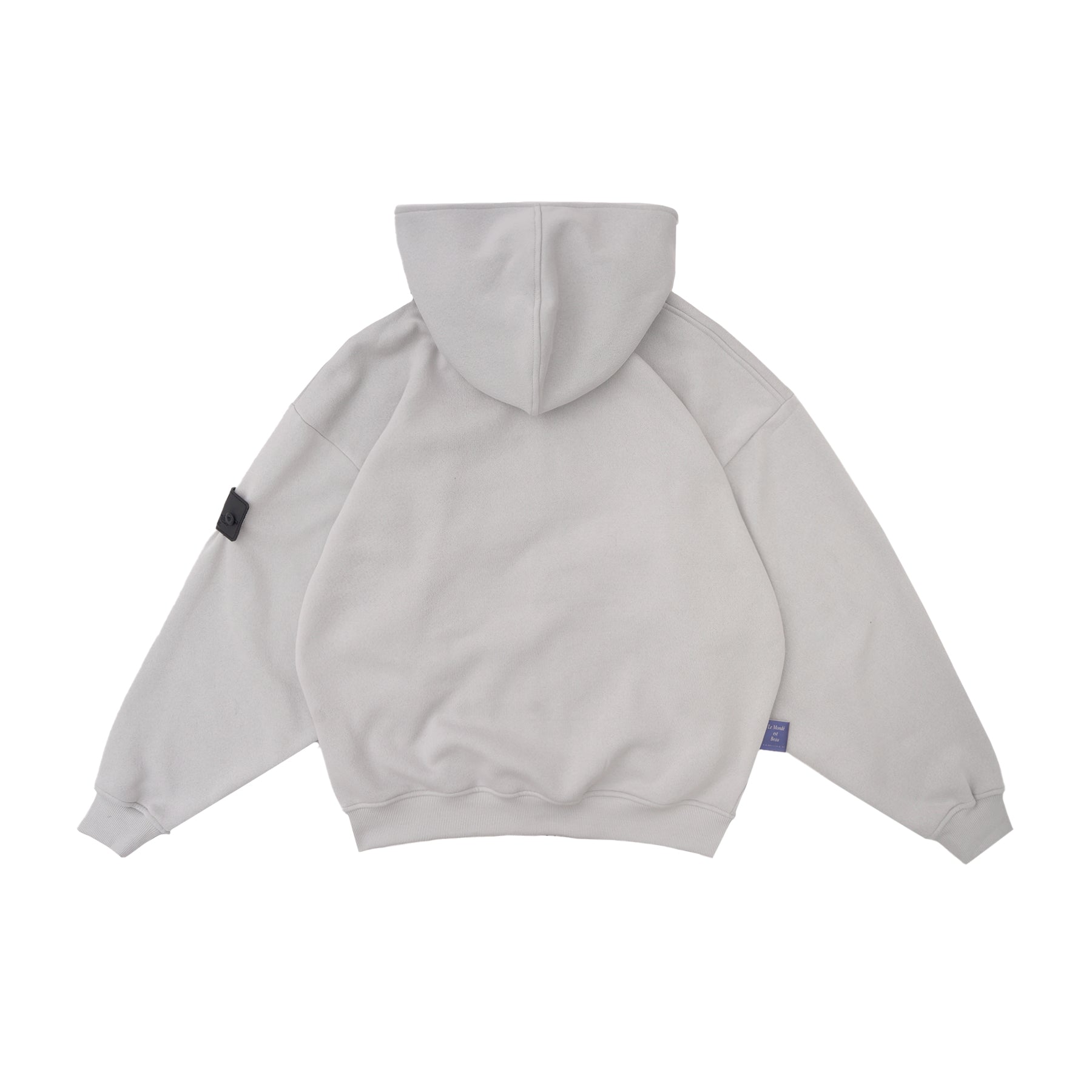 W.Essentiels Label Bleu Affinity Hirondelle Oversize Raw Embroidered Zip Hoodie Pewter Grey