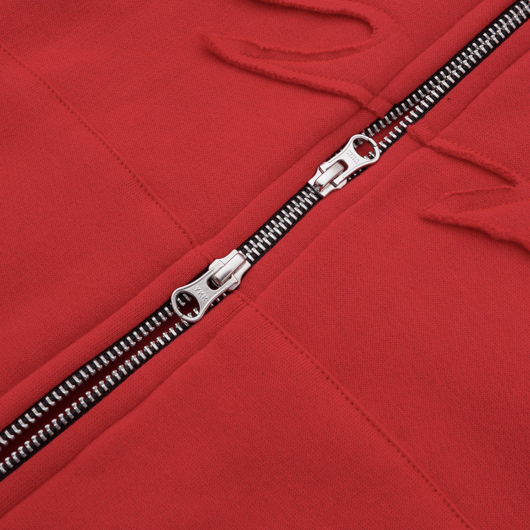W.Essentiels Label Bleu Affinity Hirondelle Oversize Raw Embroidered Zip Hoodie Crimson Red
