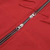 W.Essentiels Label Bleu Affinity Hirondelle Oversize Raw Embroidered Zip Hoodie Crimson Red