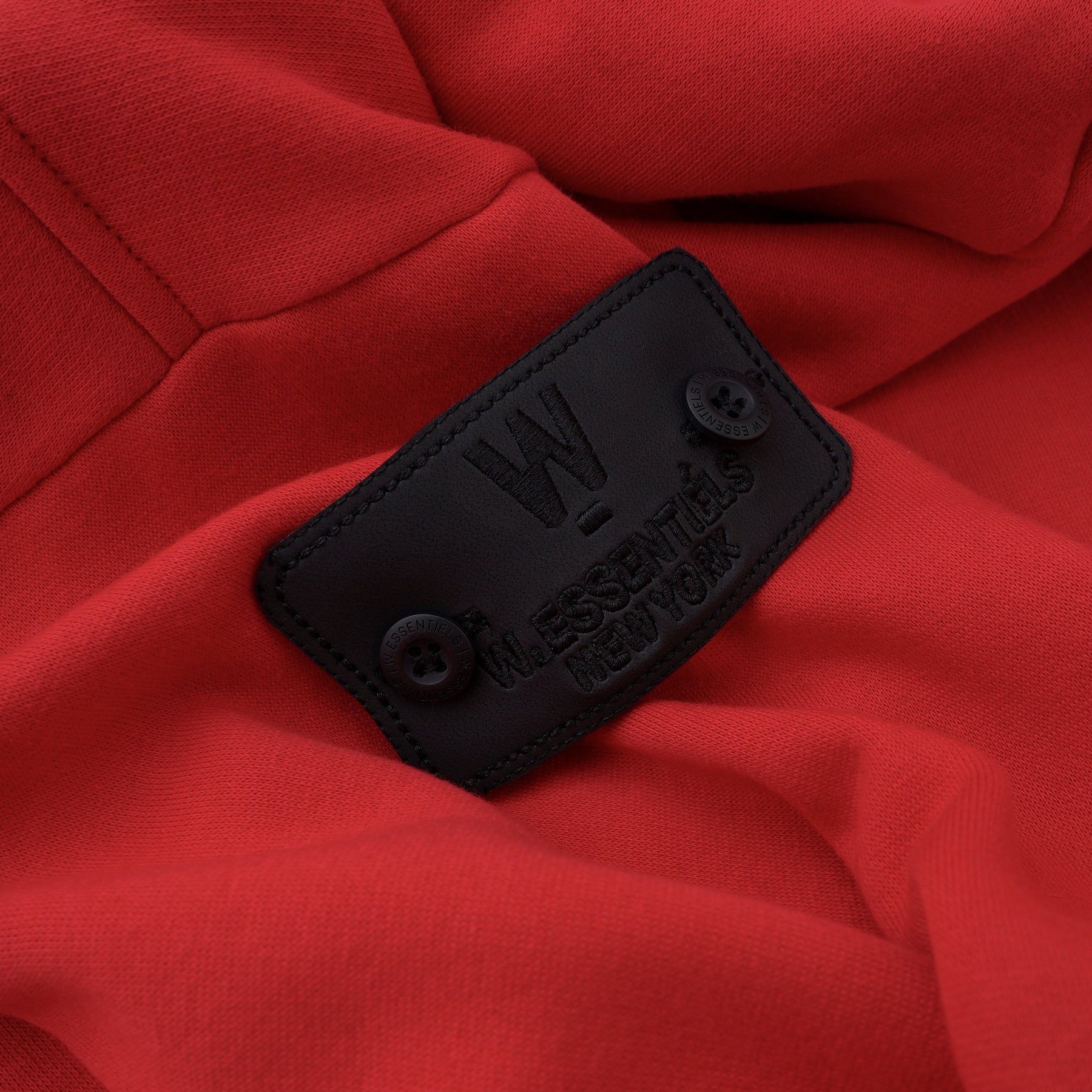 W.Essentiels Label Bleu Affinity Hirondelle Oversize Raw Embroidered Zip Hoodie Crimson Red