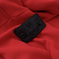 W.Essentiels Label Bleu Affinity Hirondelle Oversize Raw Embroidered Zip Hoodie Crimson Red