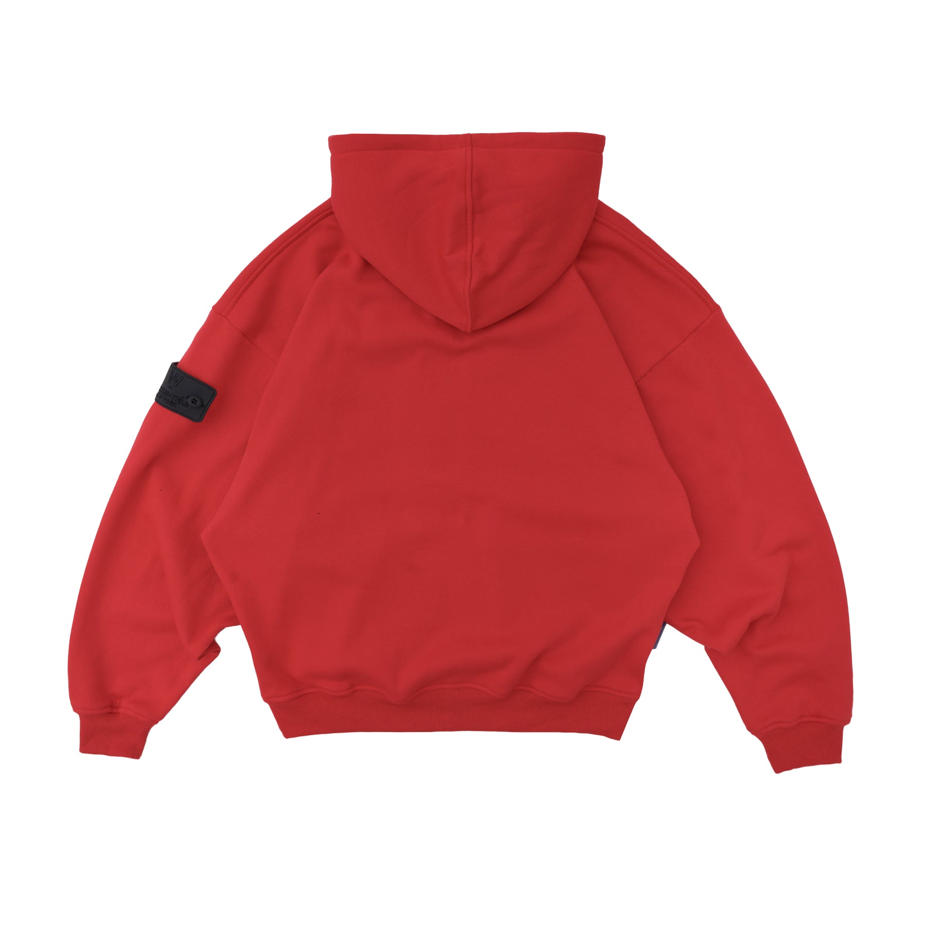W.Essentiels Label Bleu Affinity Hirondelle Oversize Raw Embroidered Zip Hoodie Crimson Red