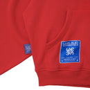 W.Essentiels Label Bleu Affinity Hirondelle Oversize Raw Embroidered Zip Hoodie Crimson Red