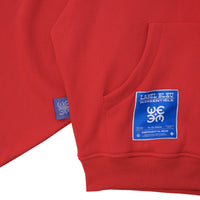 W.Essentiels Label Bleu Affinity Hirondelle Oversize Raw Embroidered Zip Hoodie Crimson Red