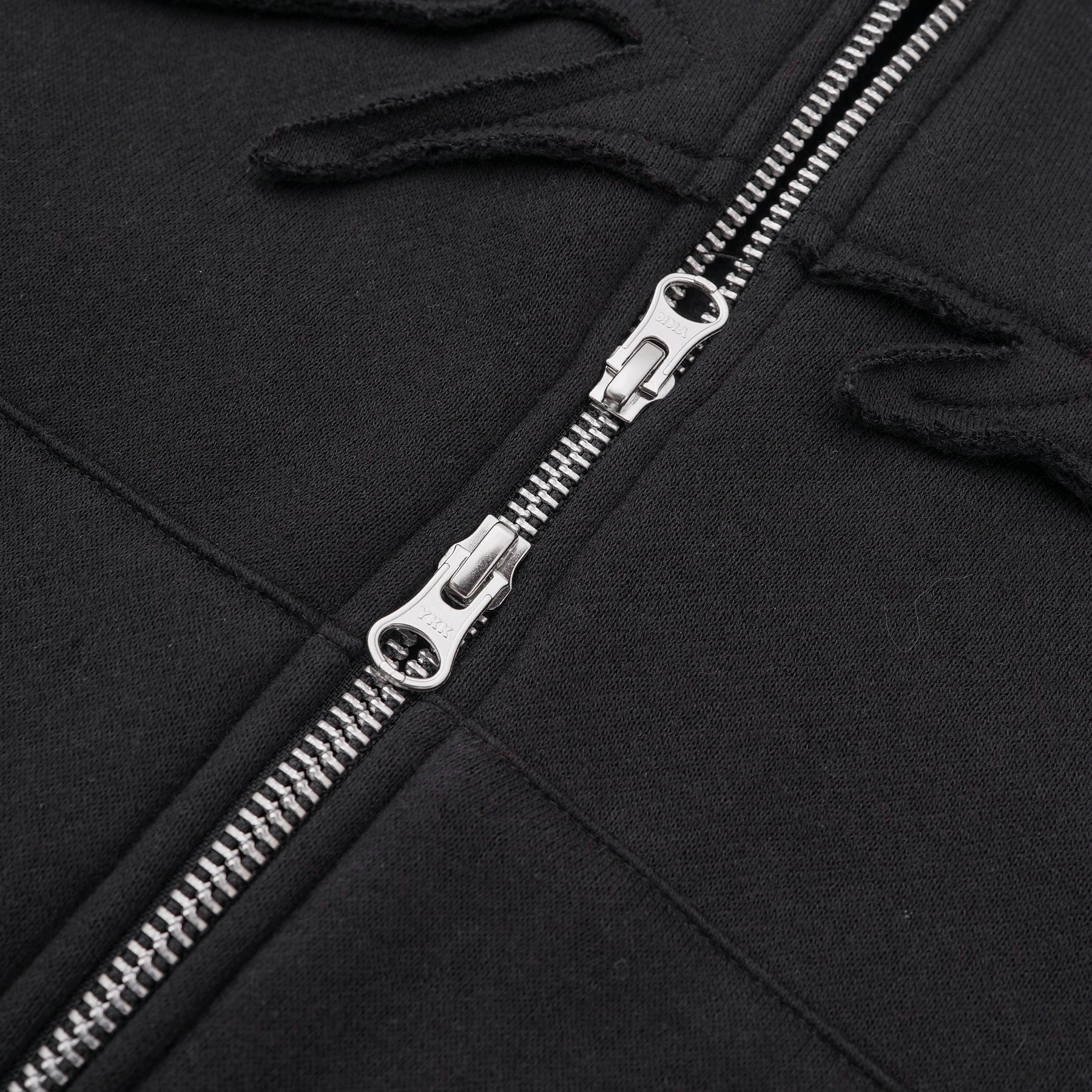 W.Essentiels Label Bleu Affinity Hirondelle Oversize Raw Embroidered Zip Hoodie Zero Black