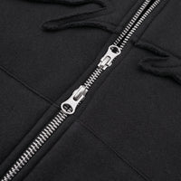 W.Essentiels Label Bleu Affinity Hirondelle Oversize Raw Embroidered Zip Hoodie Zero Black