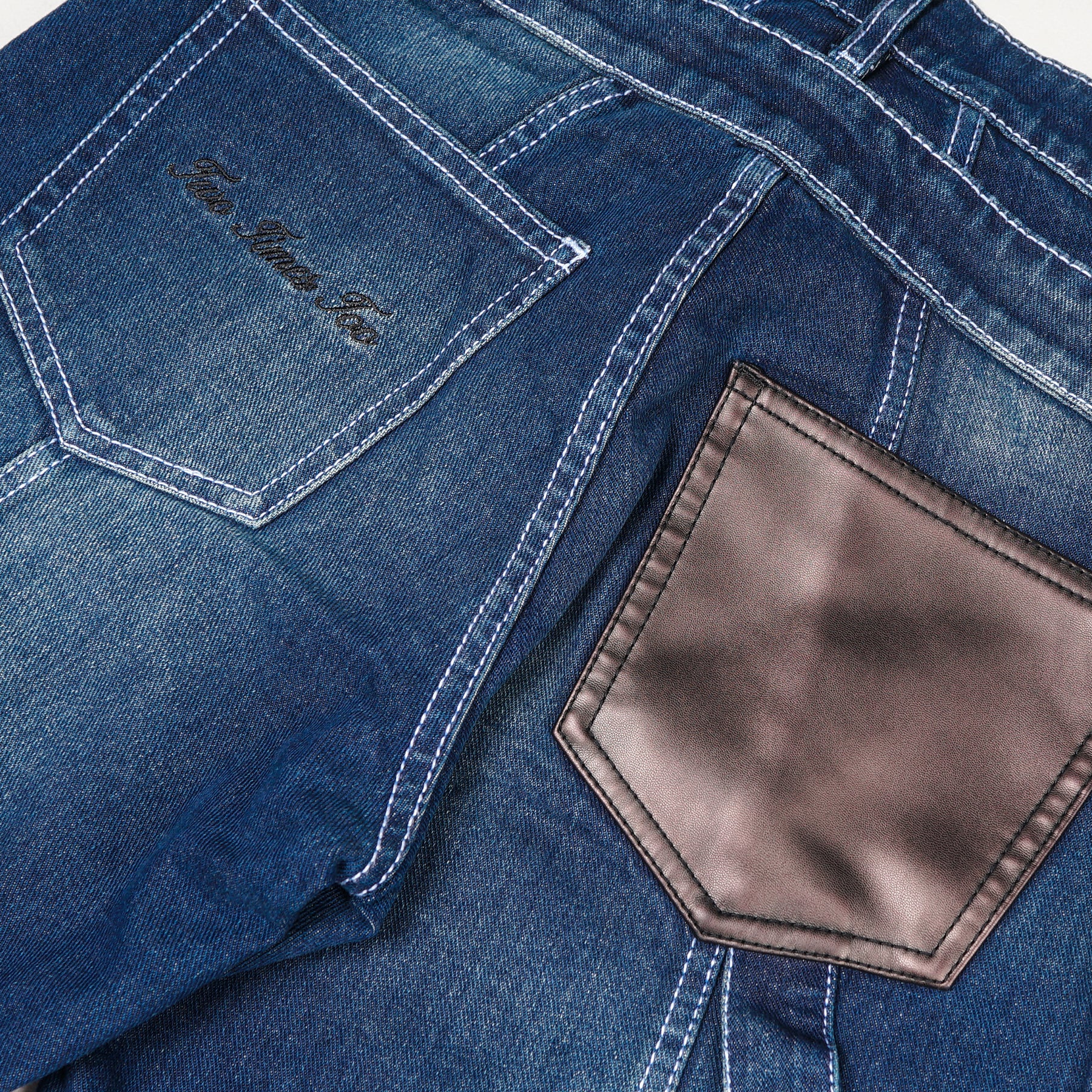 Double Knee Denim Washed Blue