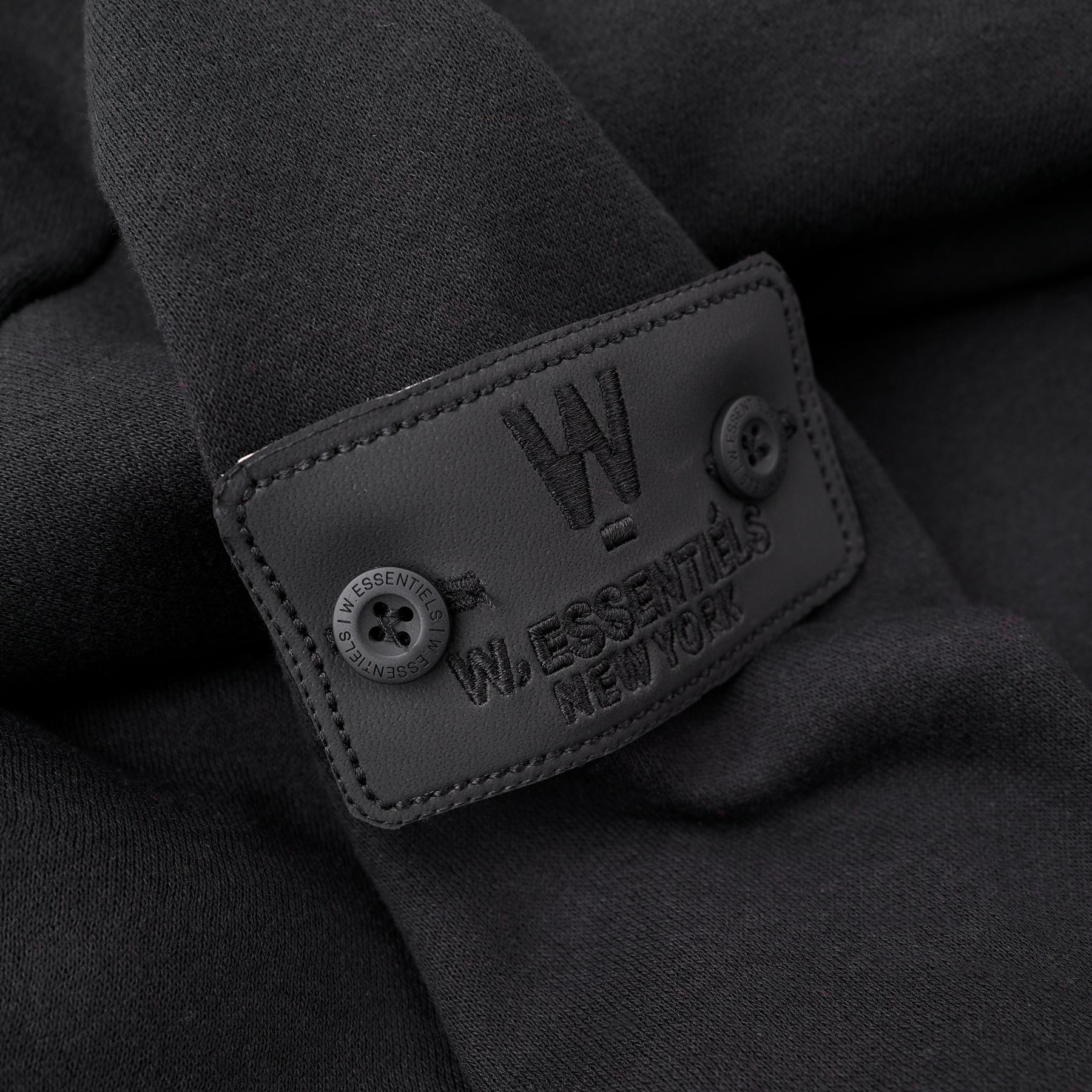 W.Essentiels Label Bleu Affinity Hirondelle Oversize Raw Embroidered Zip Hoodie Zero Black