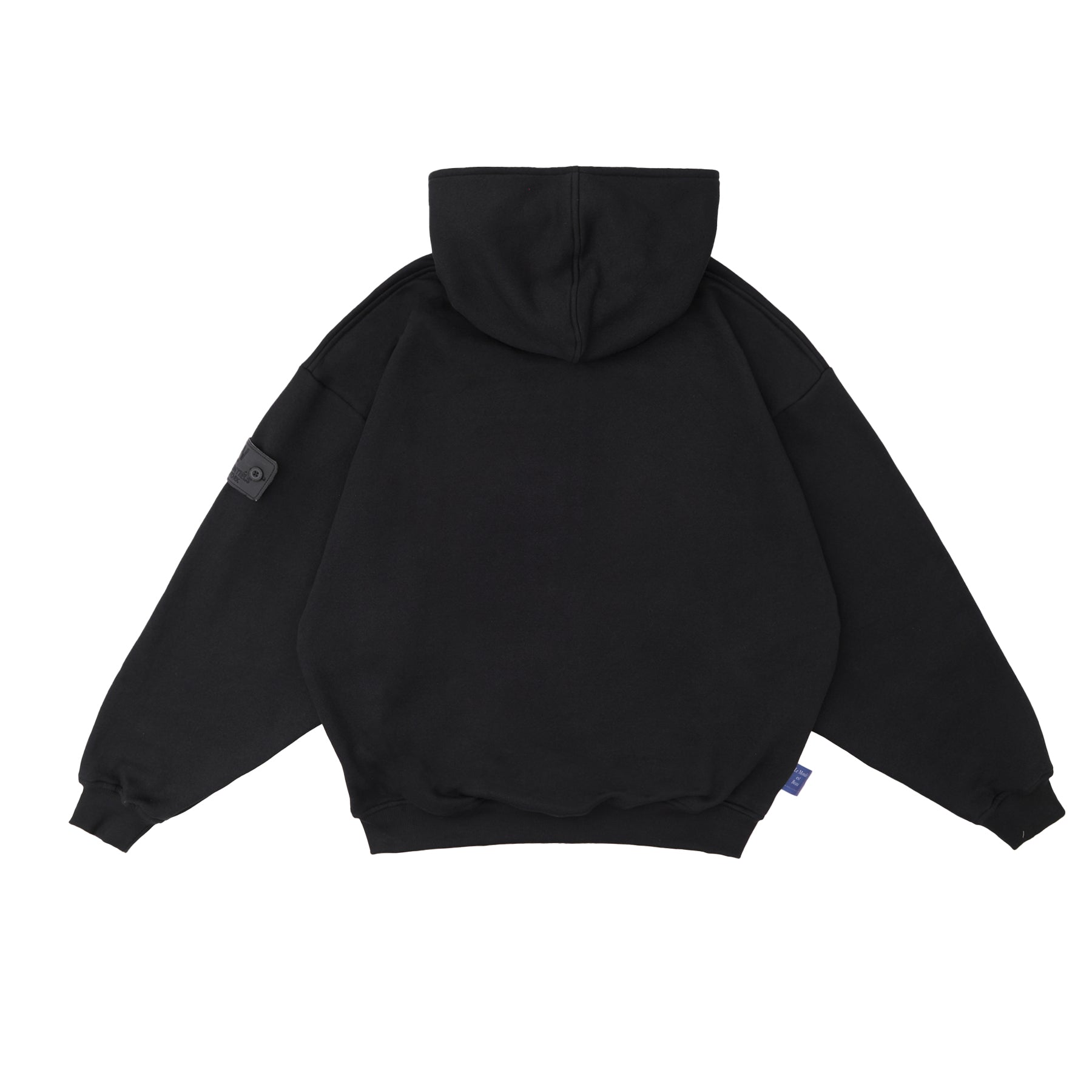 W.Essentiels Label Bleu Affinity Hirondelle Oversize Raw Embroidered Zip Hoodie Zero Black