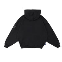 W.Essentiels Label Bleu Affinity Hirondelle Oversize Raw Embroidered Zip Hoodie Zero Black