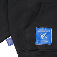 W.Essentiels Label Bleu Affinity Hirondelle Oversize Raw Embroidered Zip Hoodie Zero Black