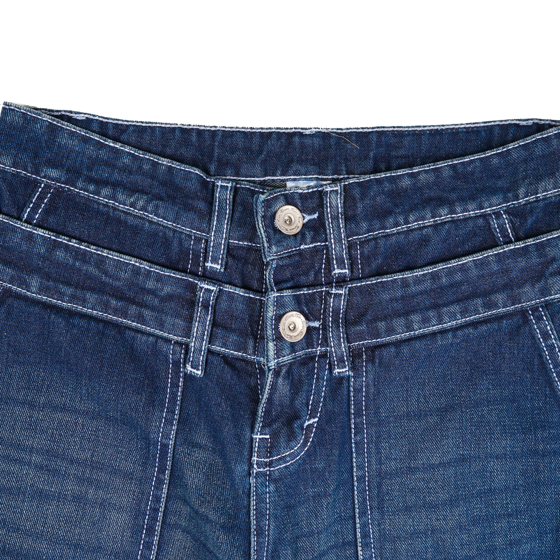 Double Knee Denim Washed Blue