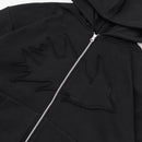 W.Essentiels Label Bleu Affinity Hirondelle Oversize Raw Embroidered Zip Hoodie Zero Black