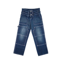 Double Knee Denim Washed Blue