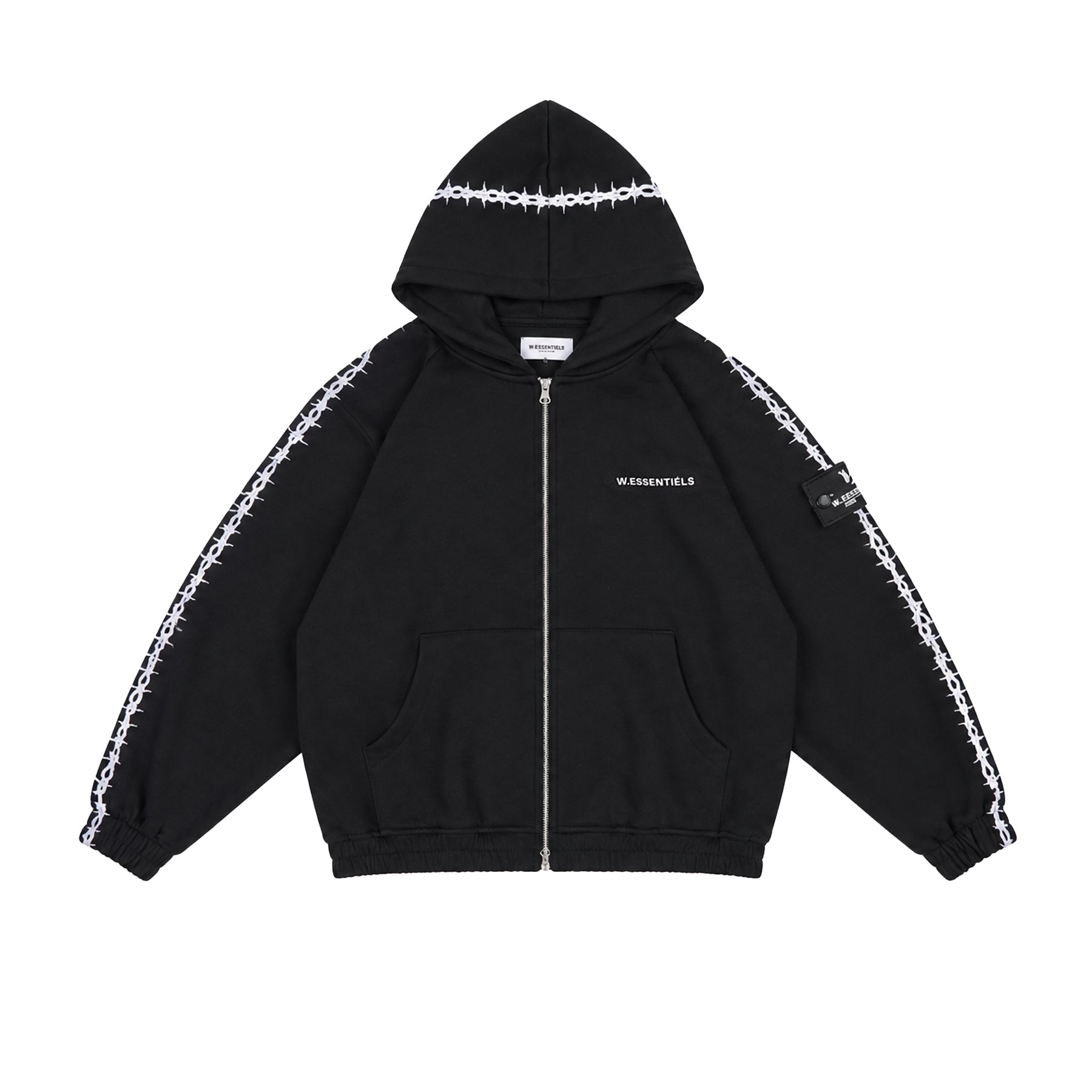 W.Essentiels Gregoire Zip Hoodie W/Applique Black