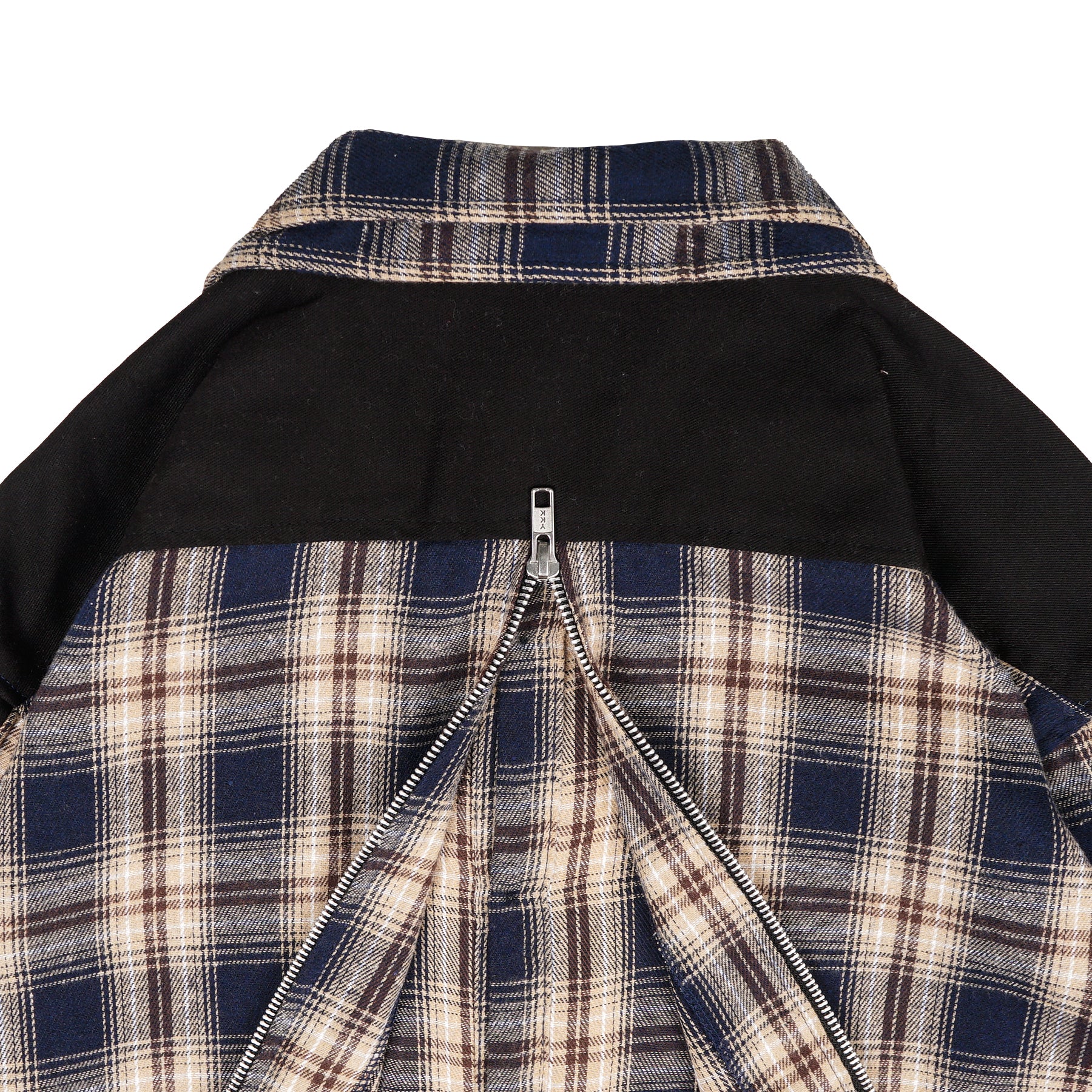 Two Tone Flannel Zipper Shirt
