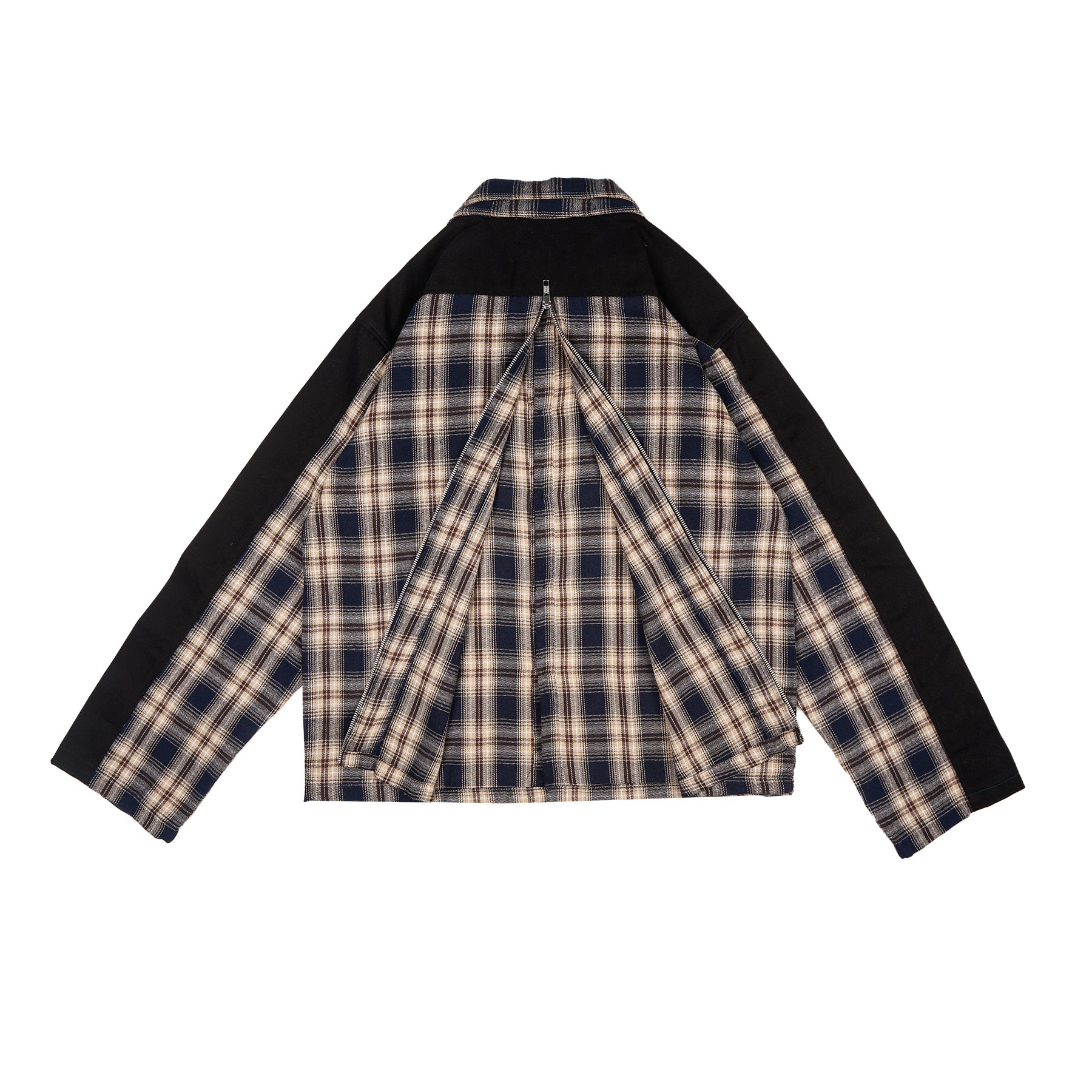 Two Tone Flannel Zipper Shirt