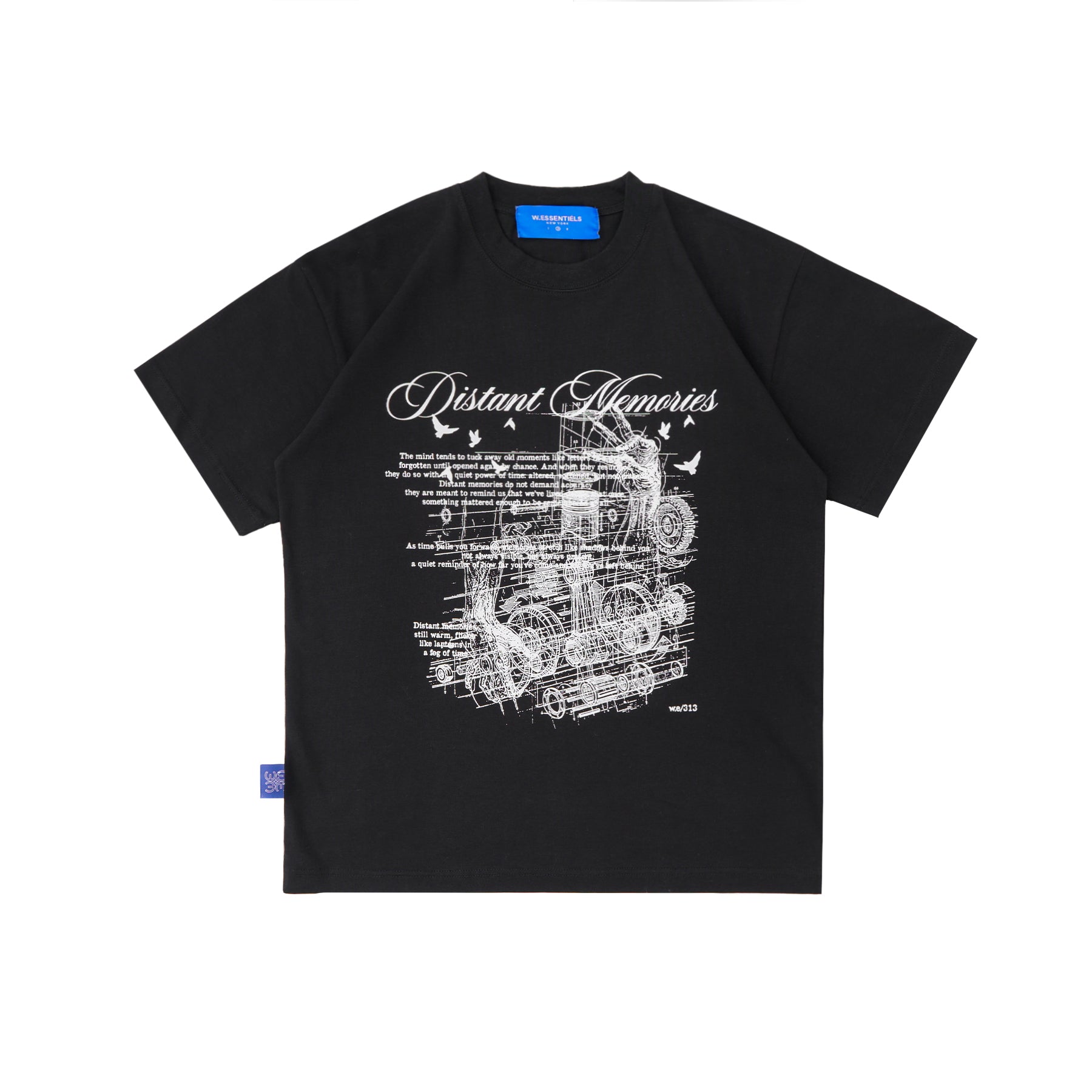 W.Essentiels Label Bleu Treshold Hirondalle Boxy Cut T-shirt Noir Black