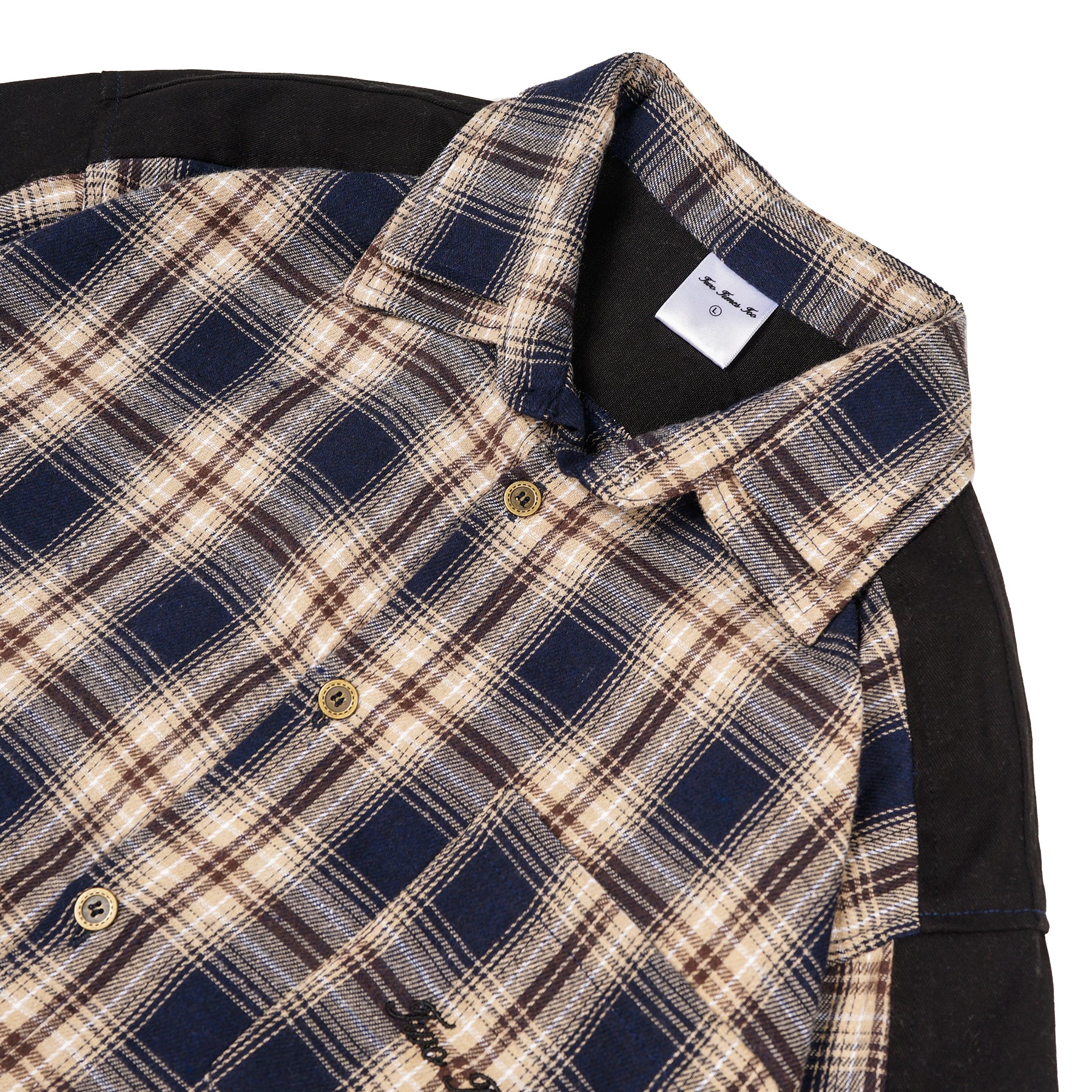 Two Tone Flannel Zipper Shirt
