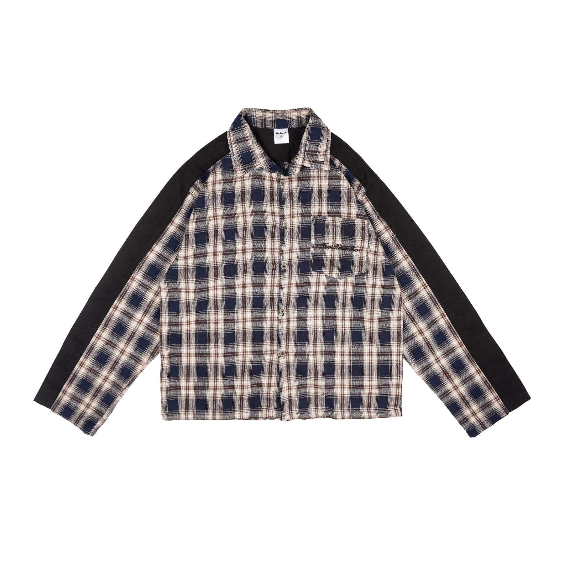 Two Tone Flannel Zipper Shirt