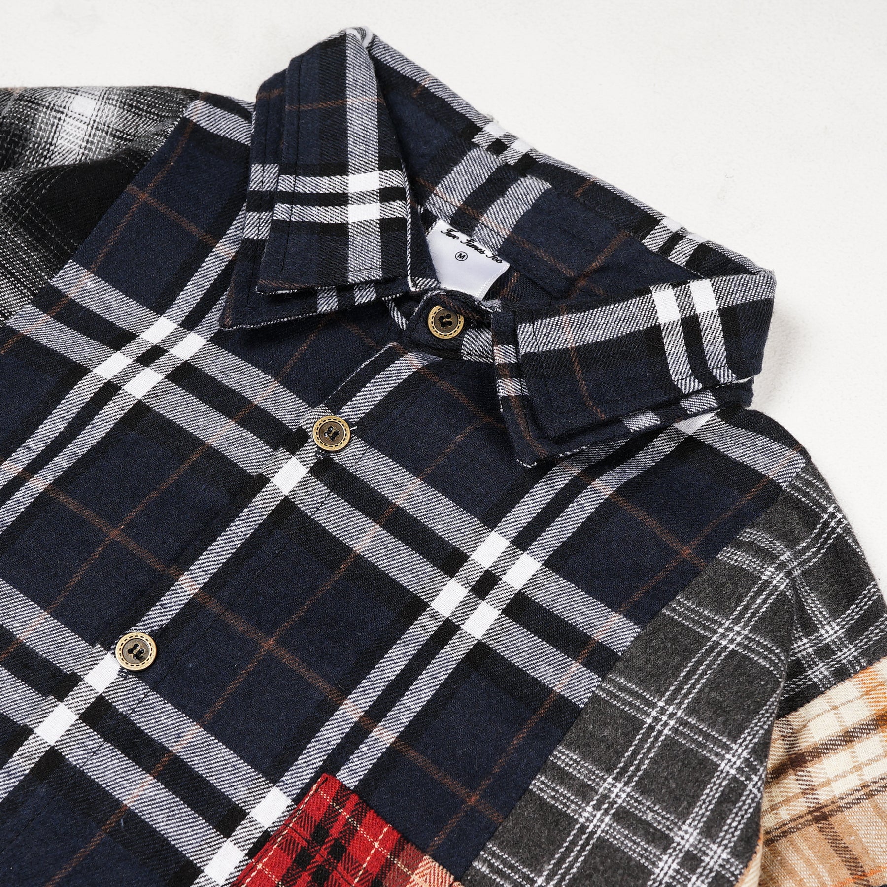 8 Cuts Button Flannel Multi Color