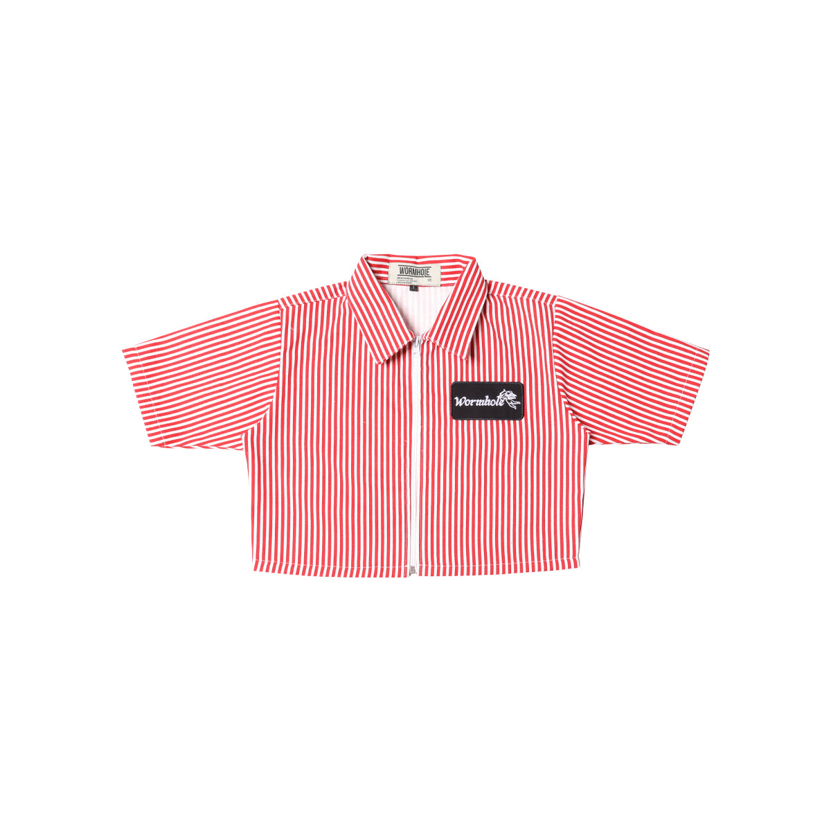 Wormhole Altezza Mechanic Crop Top Shirt Pinstripe Red/White