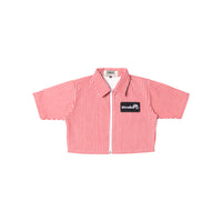 Wormhole Altezza Mechanic Crop Top Shirt Pinstripe Red/White
