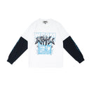 Wormhole Burning Wish Double Layer Long Sleeve T-Shirt White/Black
