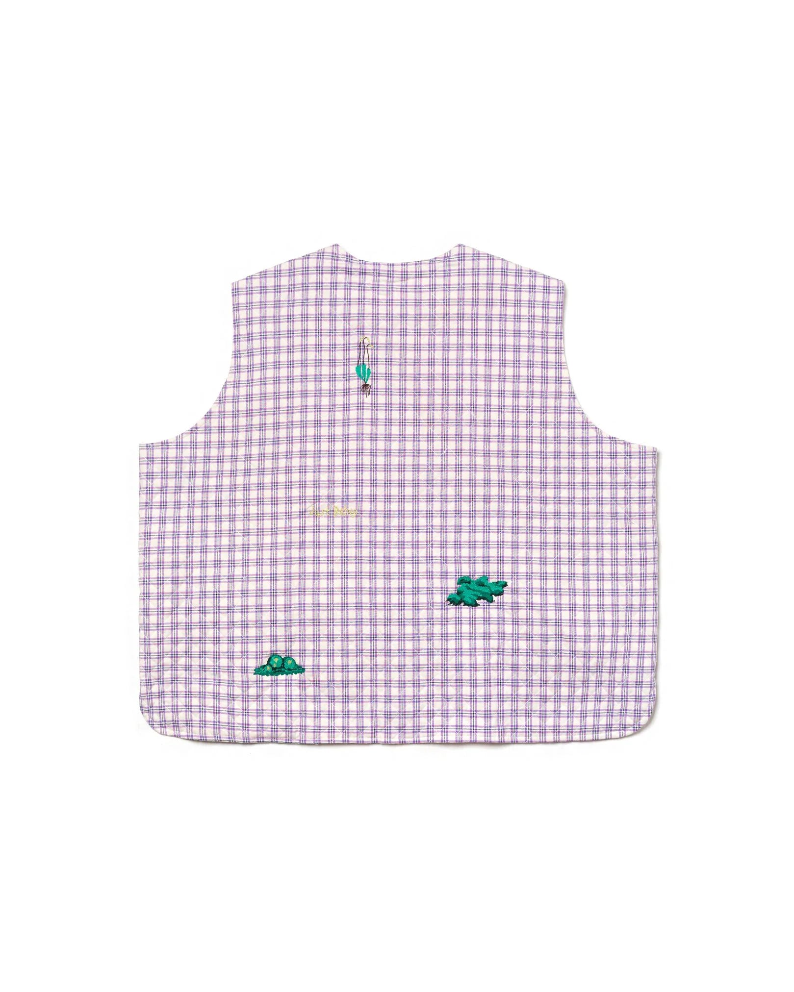 Oat Buru Vest Quilt Plaid Purple/White