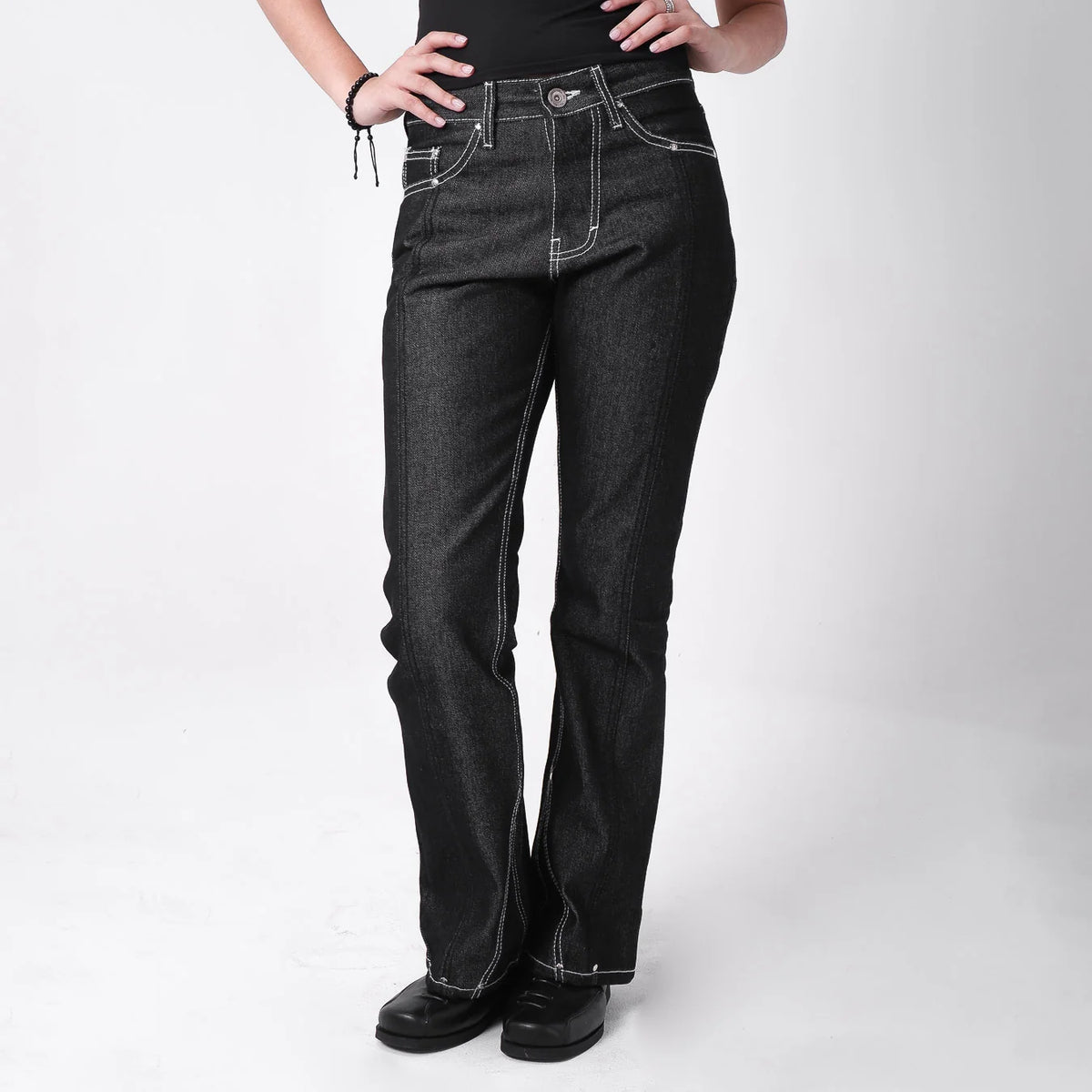 Two Times Too Drift Flared Denim Raw Black