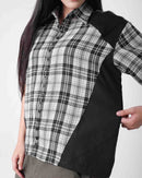 Two Times Too Split Plaid Shirt Black/White