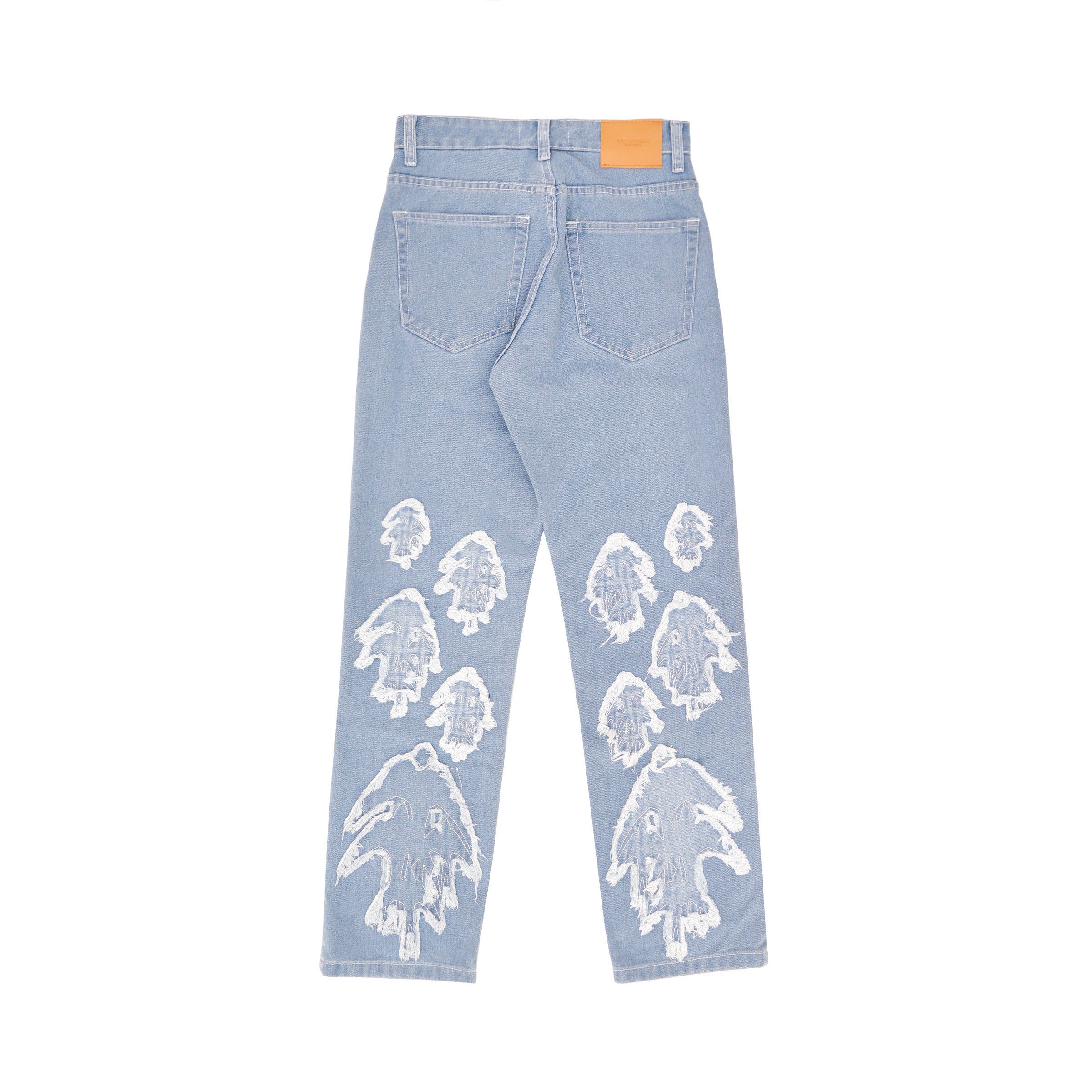 W.Essentiels Label Blue Cascade Hirondelle Washed Embroidered Baggy Denim Bleach Wash