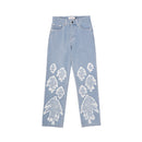 W.Essentiels Label Blue Cascade Hirondelle Washed Embroidered Baggy Denim Bleach Wash