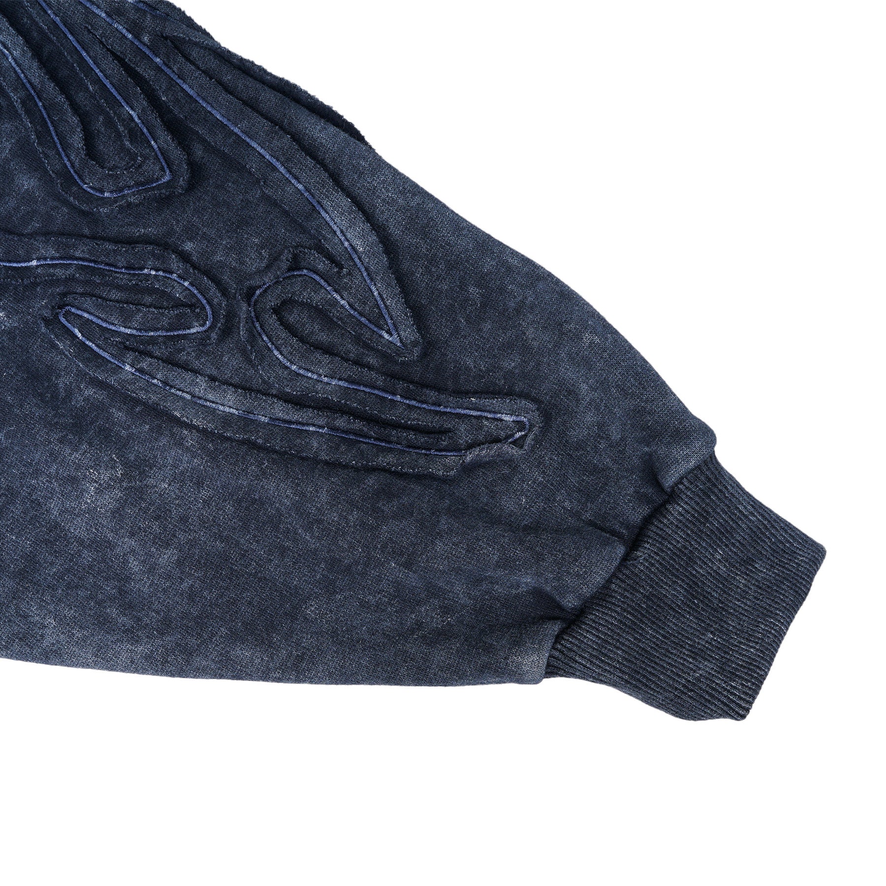 W.Essentiels Les Roanne Type-03 Distressed All Over Embroidery Hoodie Navy