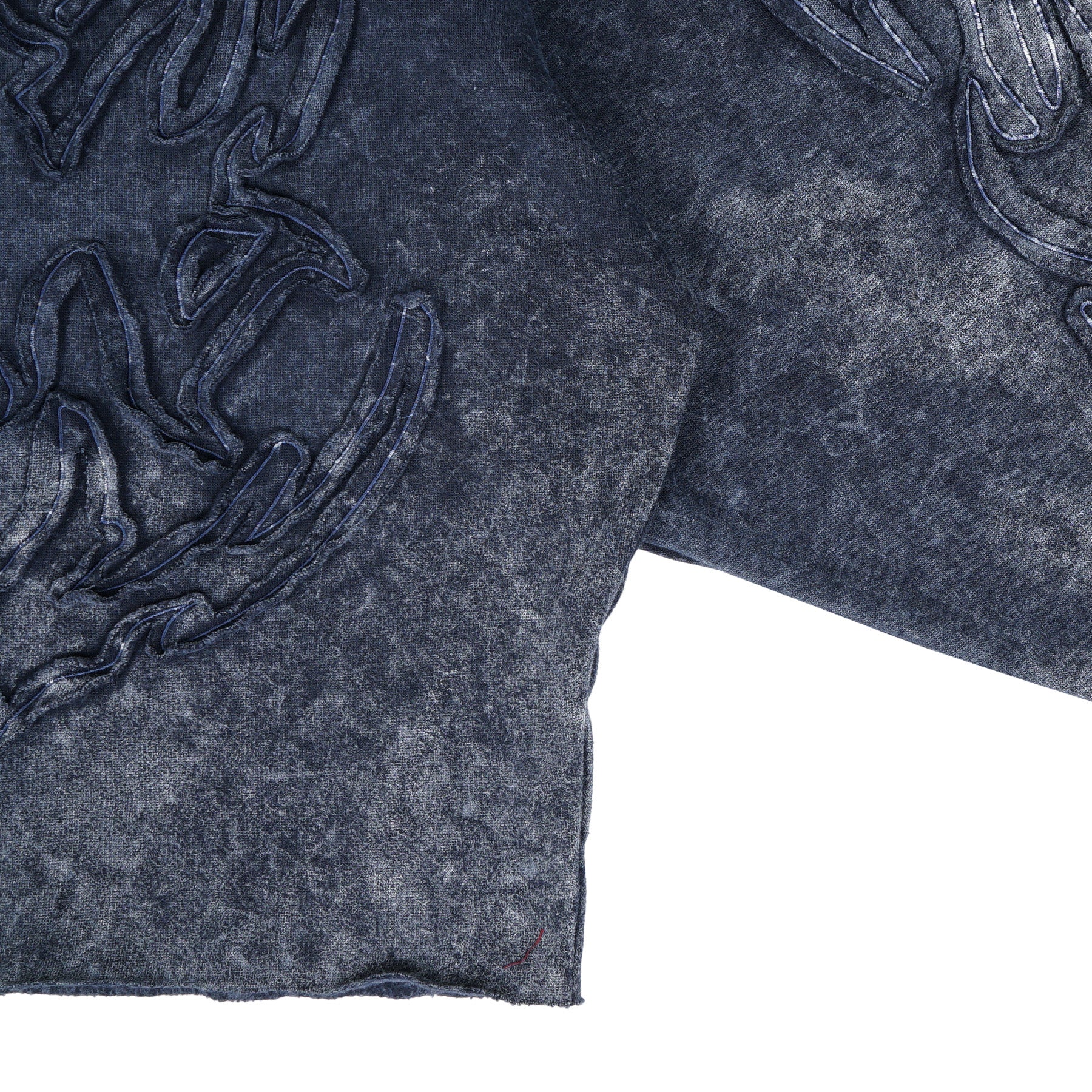 W.Essentiels Les Roanne Type-03 Distressed All Over Embroidery Hoodie Navy