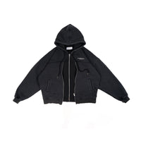 W.Essentiels Type-07 Hoodie Layered Acid Wash Noir black